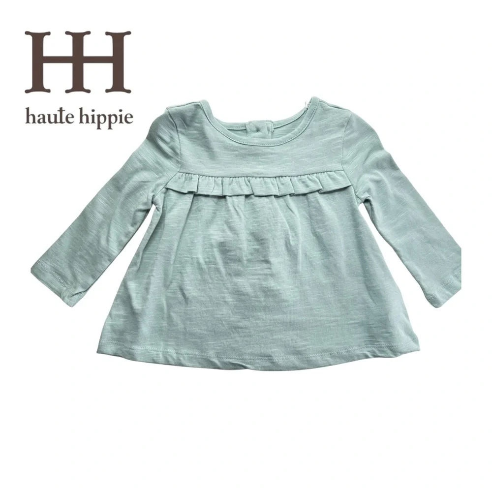 Haute Hippie Baby Girl 4Pc Outfit Set Floral Top Pants Pink Blue 12M New